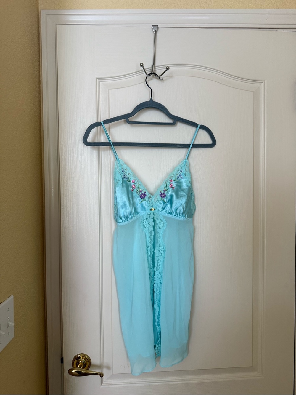 Teal Lace-Trim Sheer cami top/dress